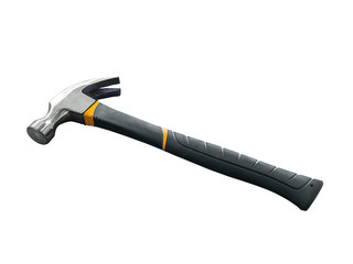 Claw hammer with black handle.