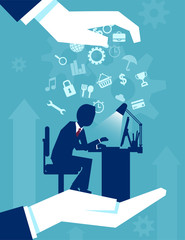 Business man having job insurance