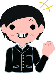 真面目な男子生徒　笑う