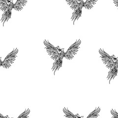 Tribal Phoenix vector illustration seamless pattern