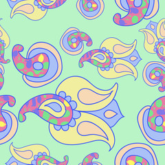 Floral oriental  seamless pattern, abstract  spots . Hand drawn.