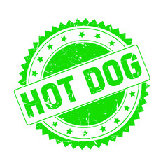 Hot Dog green grunge stamp isolated