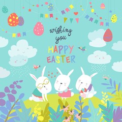 Easter bunnies and easter egg