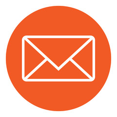 INCOMING MAIL button. ENVELOPE icon in orange circle. Vector.