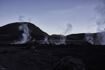 El Tatio Geyser and Andes Mountain Range