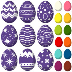 Colorful purple ultra violet easter chocolate pattern cover egg set poster.