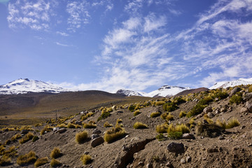 Arid Atacama Desert Terrain and Snow Capped Andes Peaks