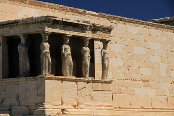 The Porch of the Caryatids, Erechtheion or Erechtheum, Acropolis of Athens in Greece