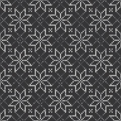 Knitted Sweater Pattern. Seamless Vector Background with Shades of Gray Colors. Knitting Wool Texture Imitation