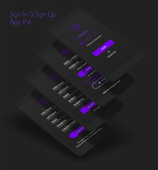Mobile App UI Sign In and Sign Up screens 3d mockup kit