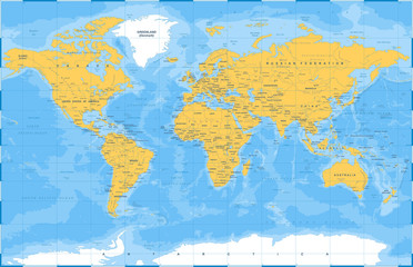 Fototapeta na wymiar Political Colored World Map Vector