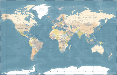 Fototapeta premium Polityczna mapa świata kolorowy wektor