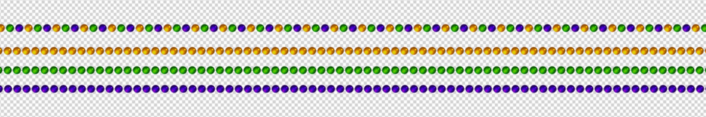 Fototapeta Vector realistic isolated beads for Mardi Gras for decoration and covering on the transparent background. Concept of Happy Mardi Gras. obraz