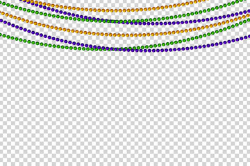 Fototapeta Vector realistic isolated beads for Mardi Gras for decoration and covering on the transparent background. Concept of Happy Mardi Gras. obraz