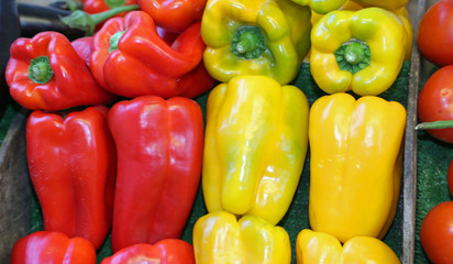 Obraz na płótnie Canvas fruit stand with peppers