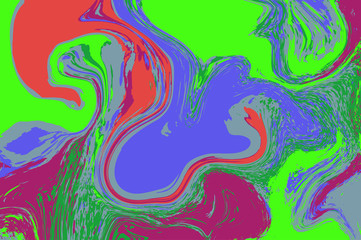 Lime green blue digital marbling. Abstract marbled texture. Liquid paint abstraction.
