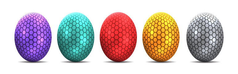 Luxury shiny colorful easter eggs vector graphic. Ostereier, Eier, Ostern, nebeneinander, farbig, bunt, gefärbte.