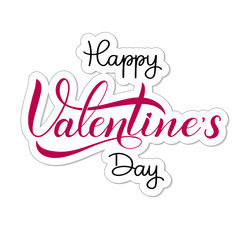 Happy Valentines Day romantic text, Calligraphic i loveyou lettering.