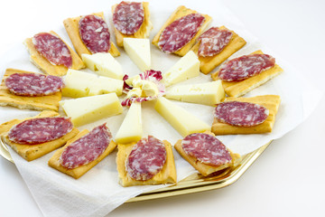 Appetizer with cheese and Italian salami