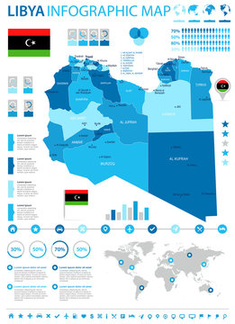 Libya - infographic map and flag - Detailed Vector Illustration