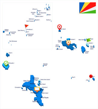 Seychelle - map and flag - Detailed Vector Illustration