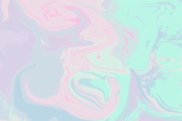 Fototapeta na wymiar Pastel pink and mint digital marbling. Elegant marbled vector background.