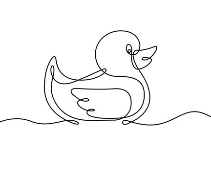 Rubber Duck Continuous Line Vector

