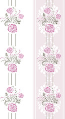 Seamless pattern with purple stylized roses