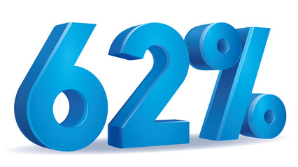 illustration Vector of 62 percent blue color in white background