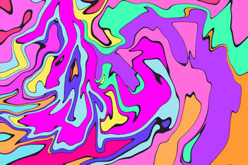 Pink violet digital marbling. Abstract marbled backdrop. Liquid paint abstraction.