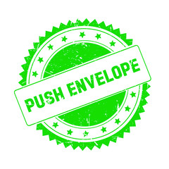 Push Envelope green grunge stamp isolated