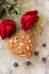 Homemade Heart shaped Blueberry crumb cake / Valentines day dessert