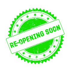 Re-opening Soon green grunge stamp isolated
