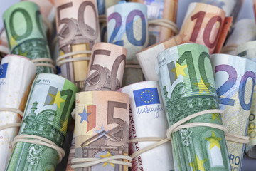Obraz na płótnie Canvas The euro bills most used by Europeans