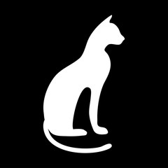 Image of a silhouette of a seated cat on a black background