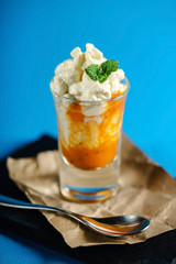 dessert with whipped cream