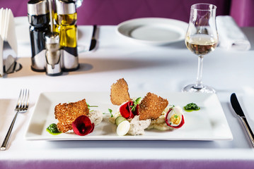 gourmet salad in the restaurant