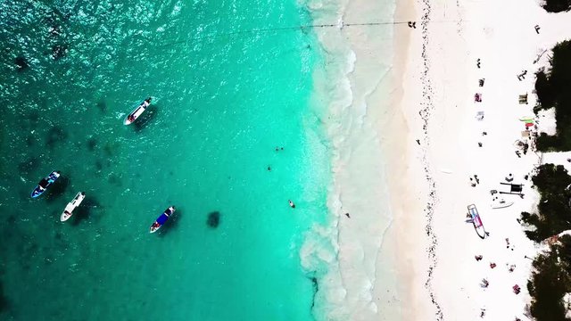 Aerial view of Pescadores beach in Tulum Mexico
