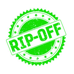 Rip-off green grunge stamp isolated