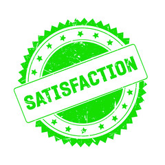 Satisfaction green grunge stamp isolated