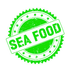 Sea Food green grunge stamp isolated