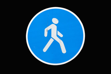 Pedestrians Only road sign isolated on black