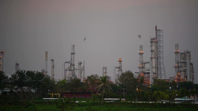 Landscape of oil refinery industry with oil storage tank;Petrochemical plant in heavy industry estate
