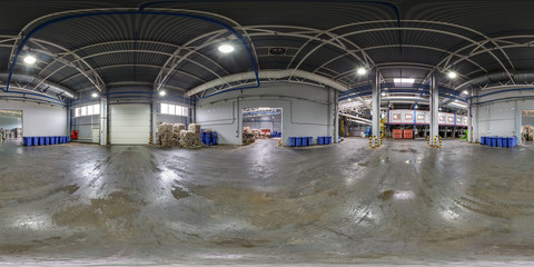 360 panorama angle view in stock waste hazardous recycling and storage plant. Full 360 by 180...