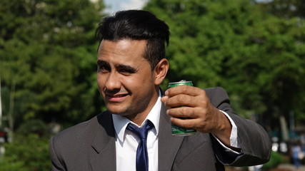 Business Man Beer Drinker