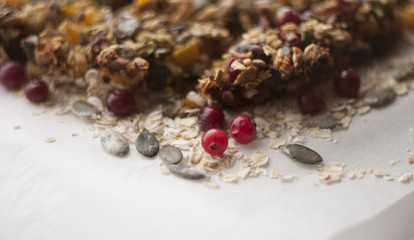 dessert from natural whole-grain products with dried fruits and berries