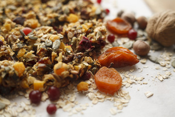 light breakfast of dried fruits and cereals