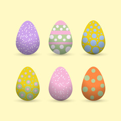 Decorative Easter eggs .Easter scene.The main symbols of the holiday. Vector logo, emblems, text design. Usable for banners, greeting cards, gifts etc.