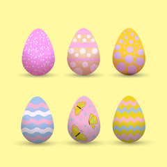 Decorative Easter eggs .Easter scene.The main symbols of the holiday. Vector logo, emblems, text design. Usable for banners, greeting cards, gifts etc.