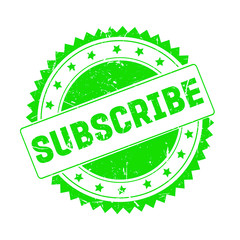 Subscribe green grunge stamp isolated